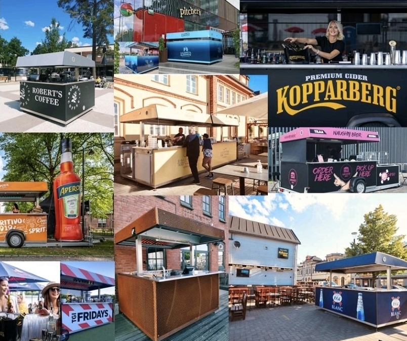 Topbox units branded for Finnish customers including Robert's Coffee, Kopparberg, Aperol and TGI Fridays